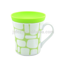 microwave safe 250cc porcelain mug with silicone lid